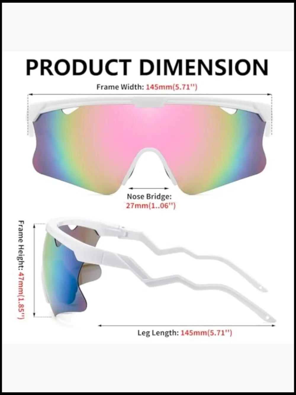 Polarized Large Retro Rimless Sports Sunglasses TR90 Frame